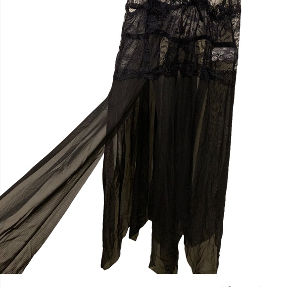 Sexy black mesh soft lace Slits bridal wedding babydoll chemises nightgown - Picture 4 of 12